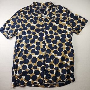 Denim & Flower Rickey Singh Large Shirt Mens Geometric Retro Short Sleeve Button